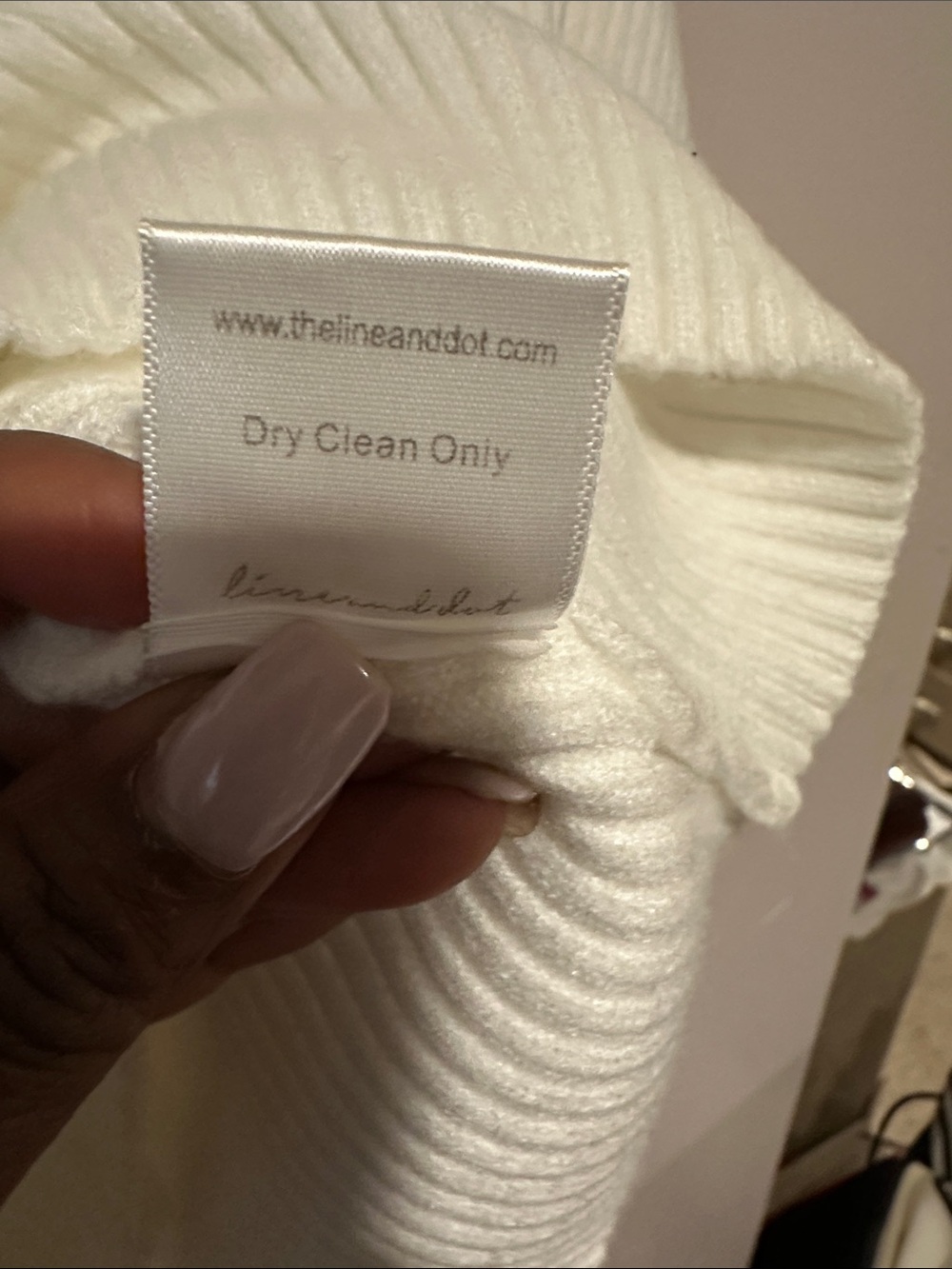 Line & Dot Cream Off-Shoulder Ribbed Sweater - Picture 4 of 5